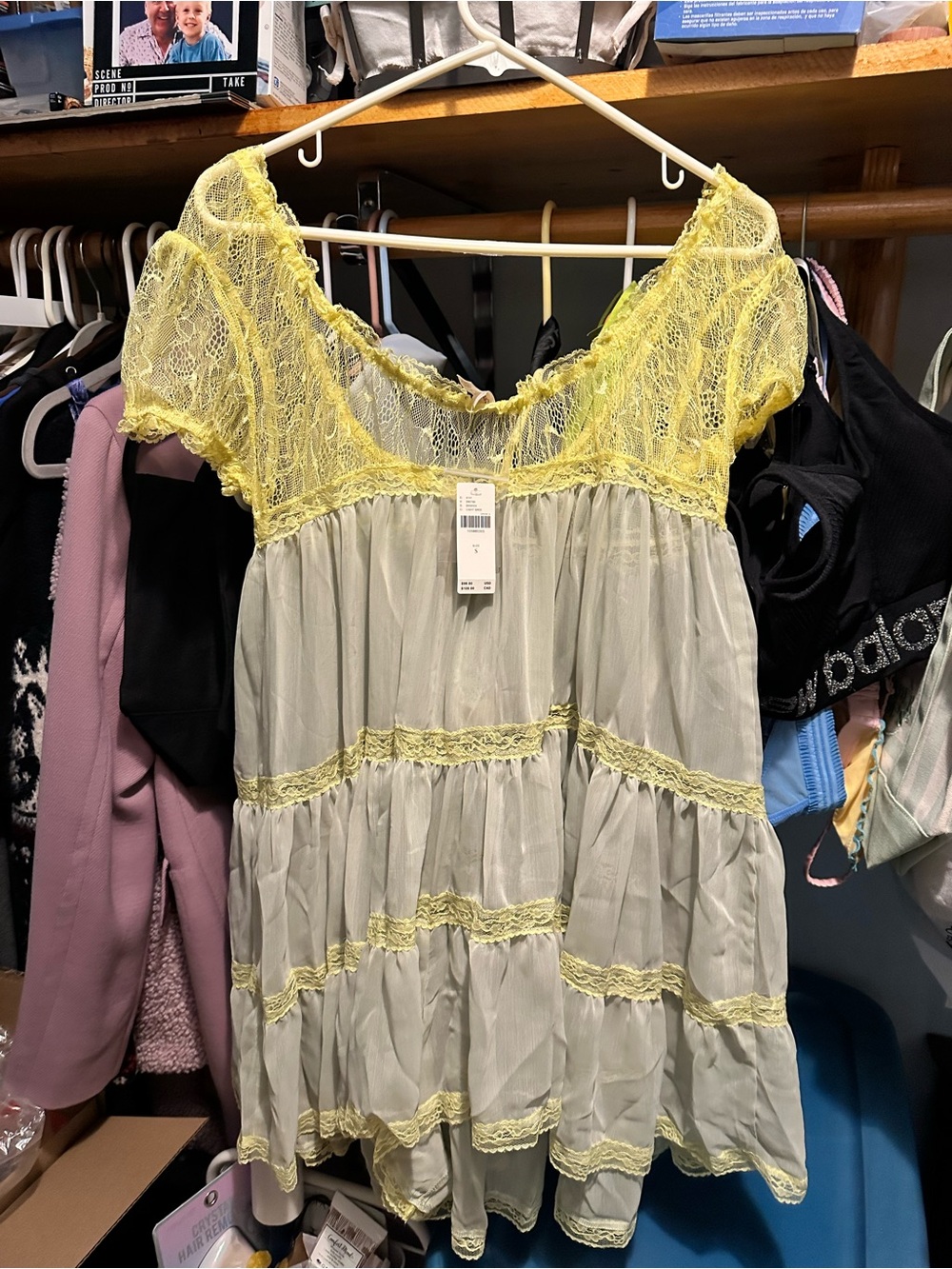 LyreBird Sheer Lace-Trim Babydoll Dress - Picture 4 of 6